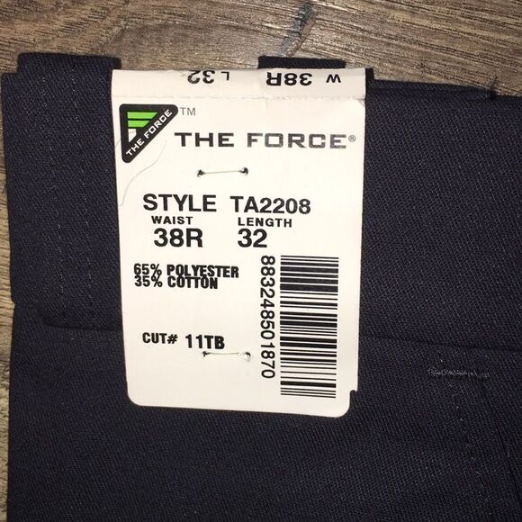 Mens New Black Flat Front Blue Line work & Night Guard Security work pants 38x32 - Picture 2 of 2